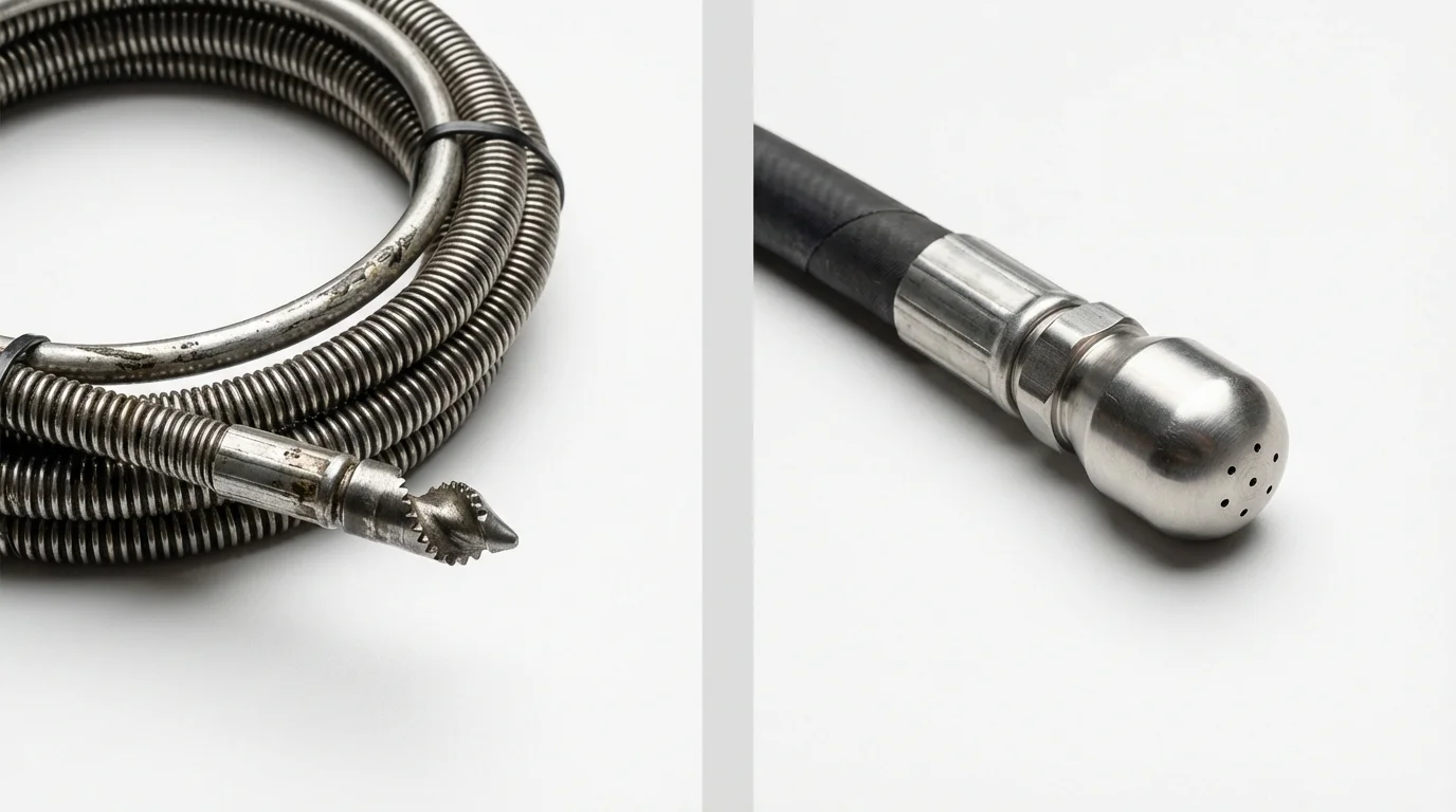 Drain snake cable and hydro jetting nozzle used for drain cleaning in Pima, AZ