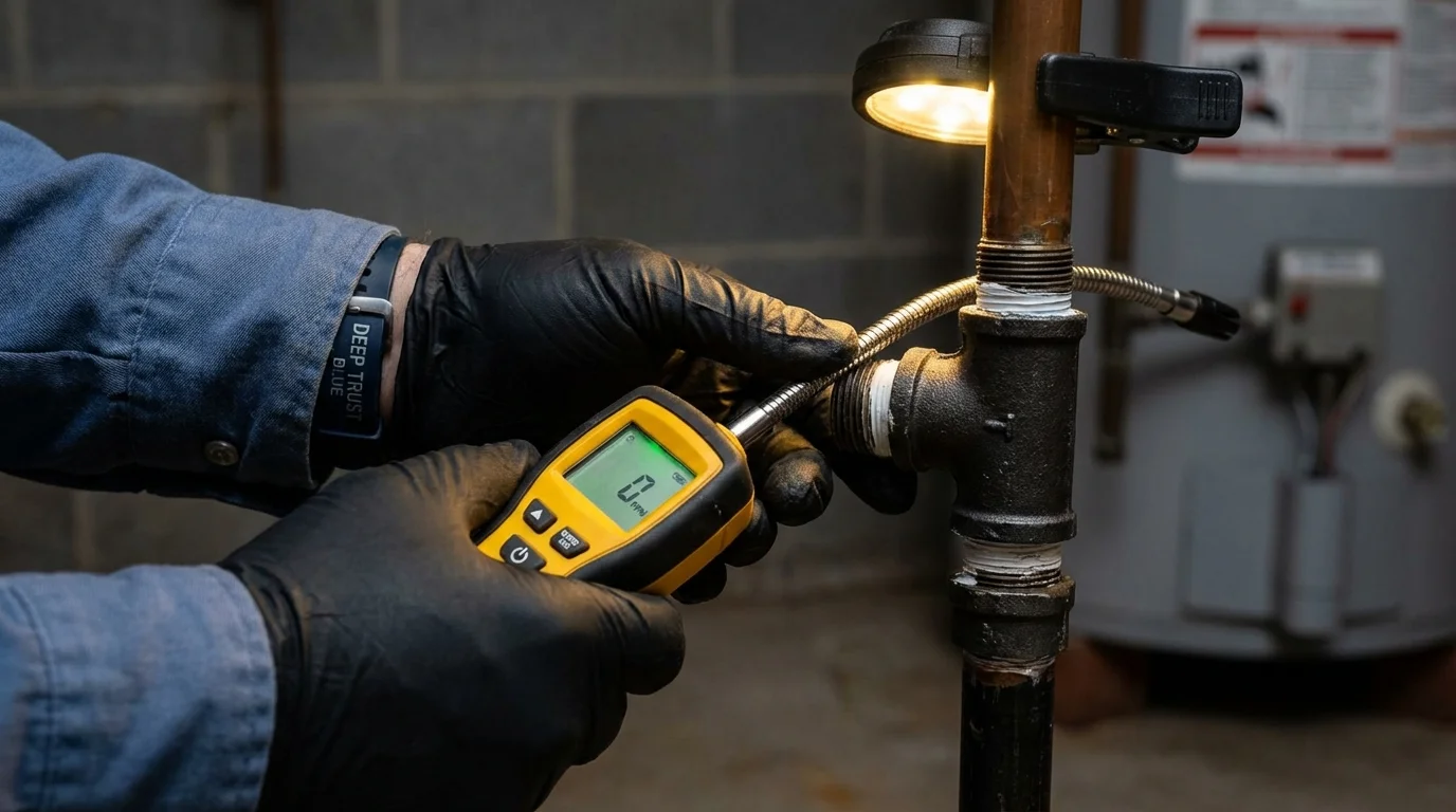 Gas leak detection with electronic sniffer by Johns Plumbing LLC in Pima